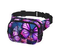 Fanny Pack for Women Men Belt Bag Purple Butterflies Waist Bags With Adjustable Straps Chest Bag Travel Crossbody Purse, Black, One Size