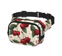 Fanny Pack for Women Men Belt Bag Red cherry pattern Waist Bags With Adjustable Straps Chest Bag Travel Crossbody Purse, Black, One Size