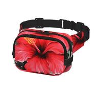 Fanny Pack for Women Men Belt Bag Red Hibiscus Waist Bags With Adjustable Straps Chest Bag Travel Crossbody Purse, Black, One Size