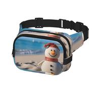 Fanny Pack for Women Men Belt Bag Sand Snowman on Beach Waist Bags With Adjustable Straps Chest Bag Travel Crossbody Purse, Black, One Size