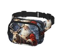Fanny Pack for Women Men Belt Bag Santa Claus and Deer Elk Waist Bags With Adjustable Straps Chest Bag Travel Crossbody Purse, Black, One Size