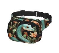 Fanny Pack for Women Men Belt Bag Snake And Flower Waist Bags With Adjustable Straps Chest Bag Travel Crossbody Purse, Black, One Size