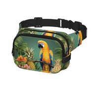 Fanny Pack for Women Men Belt Bag Summer Parrot Pineapple Bird Waist Bags With Adjustable Straps Chest Bag Travel Crossbody Purse, Black, One Size