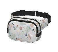 Fanny Pack for Women Men Belt Bag Terrazzo Marble Pastel Waist Bags With Adjustable Straps Chest Bag Travel Crossbody Purse, Black, One Size