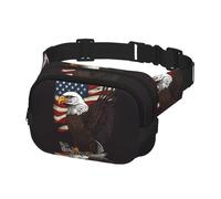 Fanny Pack for Women Men Belt Bag USA Patriotic Eagle with American Flag Waist Bags With Adjustable Straps Chest Bag Travel Crossbody Purse, Black, One Size