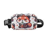 Fanny Pack for Women Men, Belt Bag Waist Pack Crossbody Bag Bum Bag with Adjustable Strap, Cute Red Panda With Bubble Tea Cartoon, One Size