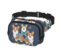 Fanny Pack for Women Men Belt Bag Wearing Clothes Corgi Dogs Waist Bags With Adjustable Straps Chest Bag Travel Crossbody Purse, Black, One Size