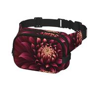 Fanny Pack for Women Men Belt Bag Wine Red Artistic Flower Waist Bags With Adjustable Straps Chest Bag Travel Crossbody Purse, Black, One Size