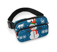 Fanny Pack for Women Men Belt Bag with Adjustable Strap Abstract Blue Waist Pack for Everyday, Christmas Happy Snowmans, 20x13cm