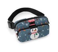 Fanny Pack for Women Men Belt Bag with Adjustable Strap Abstract Blue Waist Pack for Everyday, Merry Christmas Cute Snowman, 20x13cm
