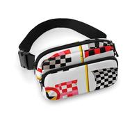 Fanny Pack for Women Men Belt Bag with Adjustable Strap Black World Map Waist Pack for Everyday, Checkered Flags Race Flags, 20x13cm