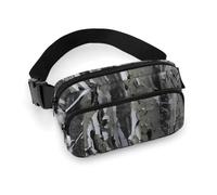 Fanny Pack for Women Men Belt Bag with Adjustable Strap Black World Map Waist Pack for Everyday, Cold Tree Camouflage, 20x13cm