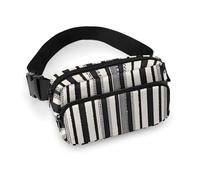 Fanny Pack for Women Men Belt Bag with Adjustable Strap Blue Aqua Blue Gray Polka Dot Pattern Waist Pack for Everyday, black and white stripes, 20x13cm