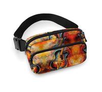Fanny Pack for Women Men Belt Bag with Adjustable Strap Blueberry Waist Pack for Everyday, Abstract Watercolor Guitar, 20x13cm