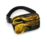 Fanny Pack for Women Men Belt Bag with Adjustable Strap Brook Trout Fly Fishing Waist Pack for Everyday, Beautiful yellow roses, 20x13cm