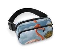 Fanny Pack for Women Men Belt Bag with Adjustable Strap Brook Trout Fly Fishing Waist Pack for Everyday, Beach flamingo, 20x13cm