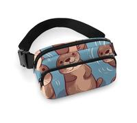Fanny Pack for Women Men Belt Bag with Adjustable Strap Cartoon French Fries Waist Pack for Everyday, Animal Cute Brown Otters, 20x13cm