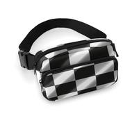 Fanny Pack for Women Men Belt Bag with Adjustable Strap Cartoon French Fries Waist Pack for Everyday, Black White Race Checkered Flag, 20x13cm