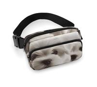 Fanny Pack for Women Men Belt Bag with Adjustable Strap Chicago Skyline Waist Pack for Everyday, Cute Maltese Puppy, 20x13cm