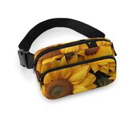 Fanny Pack for Women Men Belt Bag with Adjustable Strap Color Butterfly Background Waist Pack for Everyday, Many sunflowers, 20x13cm