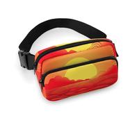 Fanny Pack for Women Men Belt Bag with Adjustable Strap Colorful Smiley Face Waist Pack for Everyday, Red Sunrise, 20x13cm