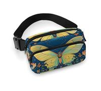 Fanny Pack for Women Men Belt Bag with Adjustable Strap Country Style Farmhouse Waist Pack for Everyday, Butterfly flower tapestry, 20x13cm