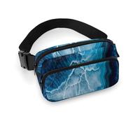 Fanny Pack for Women Men Belt Bag with Adjustable Strap Country Style Farmhouse Waist Pack for Everyday, Bule Marble, 20x13cm