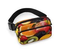 Fanny Pack for Women Men Belt Bag with Adjustable Strap Cute Cartoon Sloth Waist Pack for Everyday, Colorful Fruit, 20x13cm