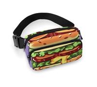 Fanny Pack for Women Men Belt Bag with Adjustable Strap Cute Cartoon Sloth Waist Pack for Everyday, Cartoon hamburger, 20x13cm