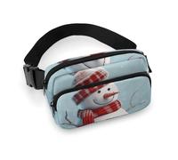 Fanny Pack for Women Men Belt Bag with Adjustable Strap Cute Cartoon Sloth Waist Pack for Everyday, Christmas Snowman, 20x13cm