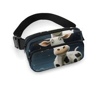 Fanny Pack for Women Men Belt Bag with Adjustable Strap Cute Dolphin Snowflake Waist Pack for Everyday, Cow over the moon, 20x13cm