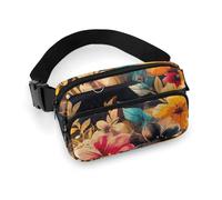 Fanny Pack for Women Men Belt Bag with Adjustable Strap Cute Dolphin Snowflake Waist Pack for Everyday, Colorful Flowers, 20x13cm