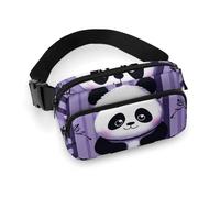 Fanny Pack for Women Men Belt Bag with Adjustable Strap Cute Panda Waist Pack for Everyday, Purple striped panda, 20x13cm