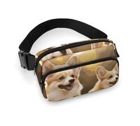 Fanny Pack for Women Men Belt Bag with Adjustable Strap Donkey on Green Meadow Waist Pack for Everyday, Cute Corgi dog, 20x13cm