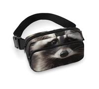 Fanny Pack for Women Men Belt Bag with Adjustable Strap Donkey on Green Meadow Waist Pack for Everyday, Cute Raccoon, 20x13cm