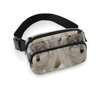 Fanny Pack for Women Men Belt Bag with Adjustable Strap Fire Guitar Waist Pack for Everyday, two wolves walking in the snow, 20x13cm