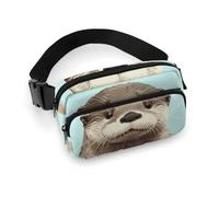 Fanny Pack for Women Men Belt Bag with Adjustable Strap Galaxy Animal Dragonfly Waist Pack for Everyday, Cute otter, 20x13cm