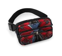 Fanny Pack for Women Men Belt Bag with Adjustable Strap Halloween Night Waist Pack for Everyday, Red butterfly, 20x13cm