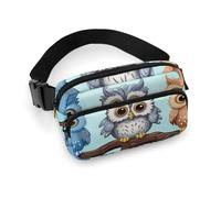 Fanny Pack for Women Men Belt Bag with Adjustable Strap Light Peach And Brown Waist Pack for Everyday, Owls on a branch, 20x13cm