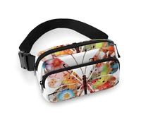 Fanny Pack for Women Men Belt Bag with Adjustable Strap Light Peach And Brown Waist Pack for Everyday, Music Butterfly, 20x13cm