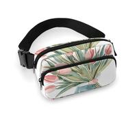 Fanny Pack for Women Men Belt Bag with Adjustable Strap Light Peach And Brown Waist Pack for Everyday, A Big Bouquet of Tulips, 20x13cm