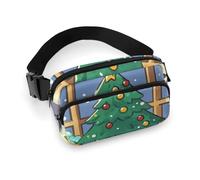 Fanny Pack for Women Men Belt Bag with Adjustable Strap Military Woods Camouflage Waist Pack for Everyday, Window sill Christmas tree, 20x13cm