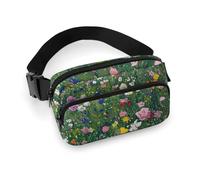 Fanny Pack for Women Men Belt Bag with Adjustable Strap Military Woods Camouflage Waist Pack for Everyday, A Field of Wild Flowers, 20x13cm