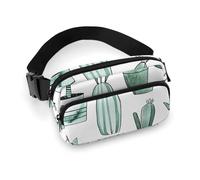 Fanny Pack for Women Men Belt Bag with Adjustable Strap Military Woods Camouflage Waist Pack for Everyday, Cacti and Succulents, 20x13cm