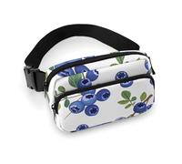 Fanny Pack for Women Men Belt Bag with Adjustable Strap Novelty Boho Abstract Flowers Waist Pack for Everyday, Blueberries with Leaves, 20x13cm