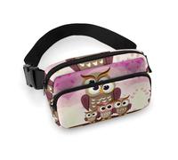 Fanny Pack for Women Men Belt Bag with Adjustable Strap Sea Wave Waist Pack for Everyday, Owls family, 20x13cm