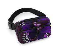 Fanny Pack for Women Men Belt Bag with Adjustable Strap Sloth Lazy Waist Pack for Everyday, Purple plum butterfly, 20x13cm