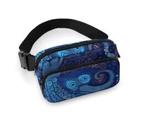 Fanny Pack for Women Men Belt Bag with Adjustable Strap Steam Locomotive Train Waist Pack for Everyday, Blue Octopus, 20x13cm