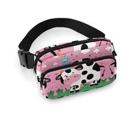 Fanny Pack for Women Men Belt Bag with Adjustable Strap Steam Train Clouds Waist Pack for Everyday, Cartoon Milk Cow, 20x13cm