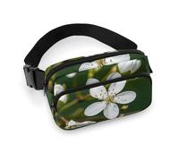 Fanny Pack for Women Men Belt Bag with Adjustable Strap Steam Train Clouds Waist Pack for Everyday, White Natural Plant Green Twig, 20x13cm